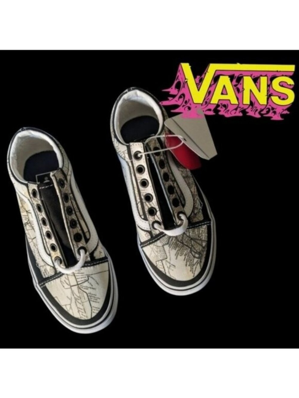 Vans  MOCA Old Skool Youth 3.5 Girls Frances Stark Los Angeles Maps 0926